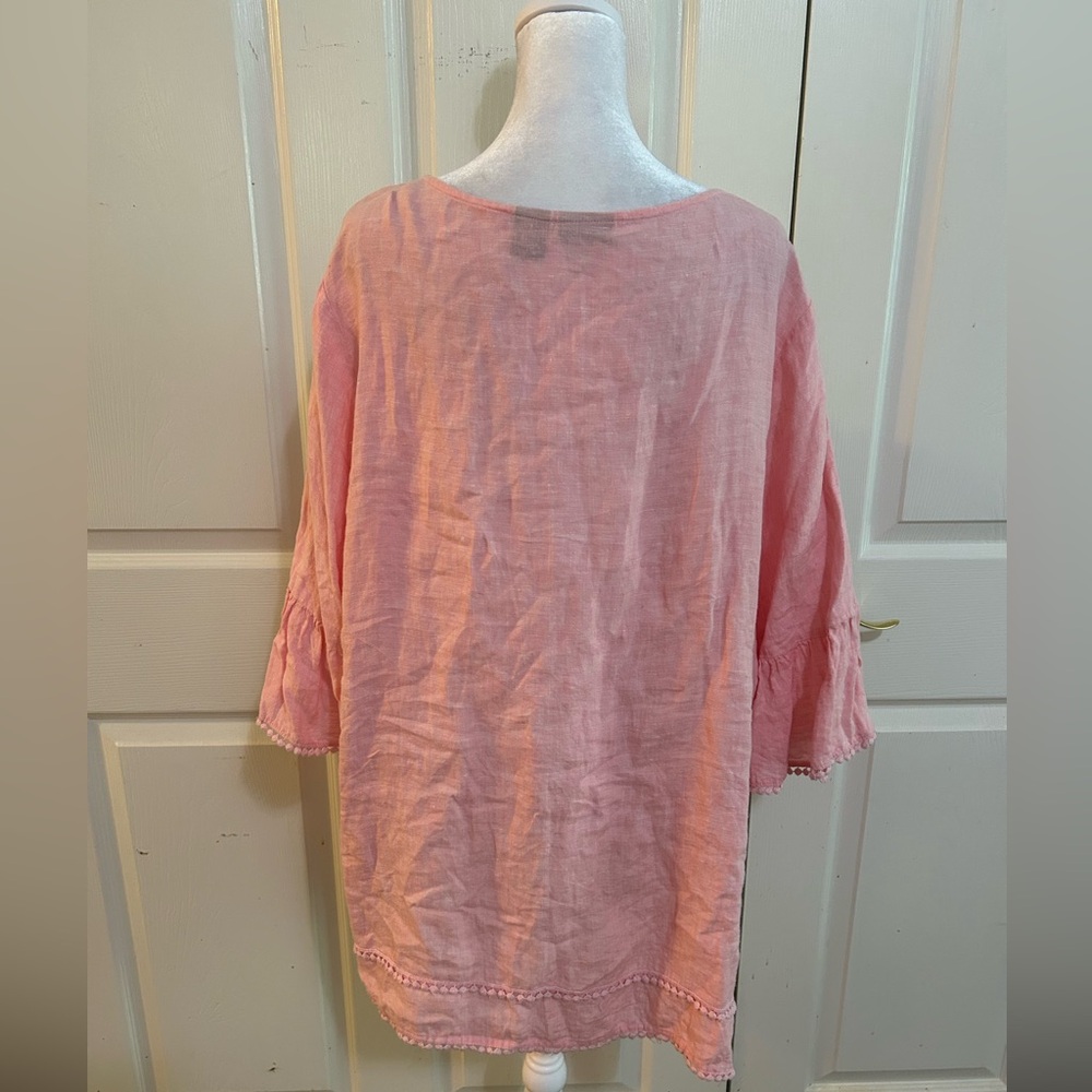 Tahari pink linen tunic, size 2X - Picture 5 of 6